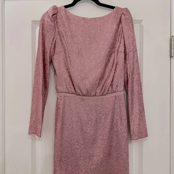 rachel zoe sequin mini dress Rachel Zoe Dress Womens 0 Gold Sequin Long Sleeve Bodycon Mini Tie Back